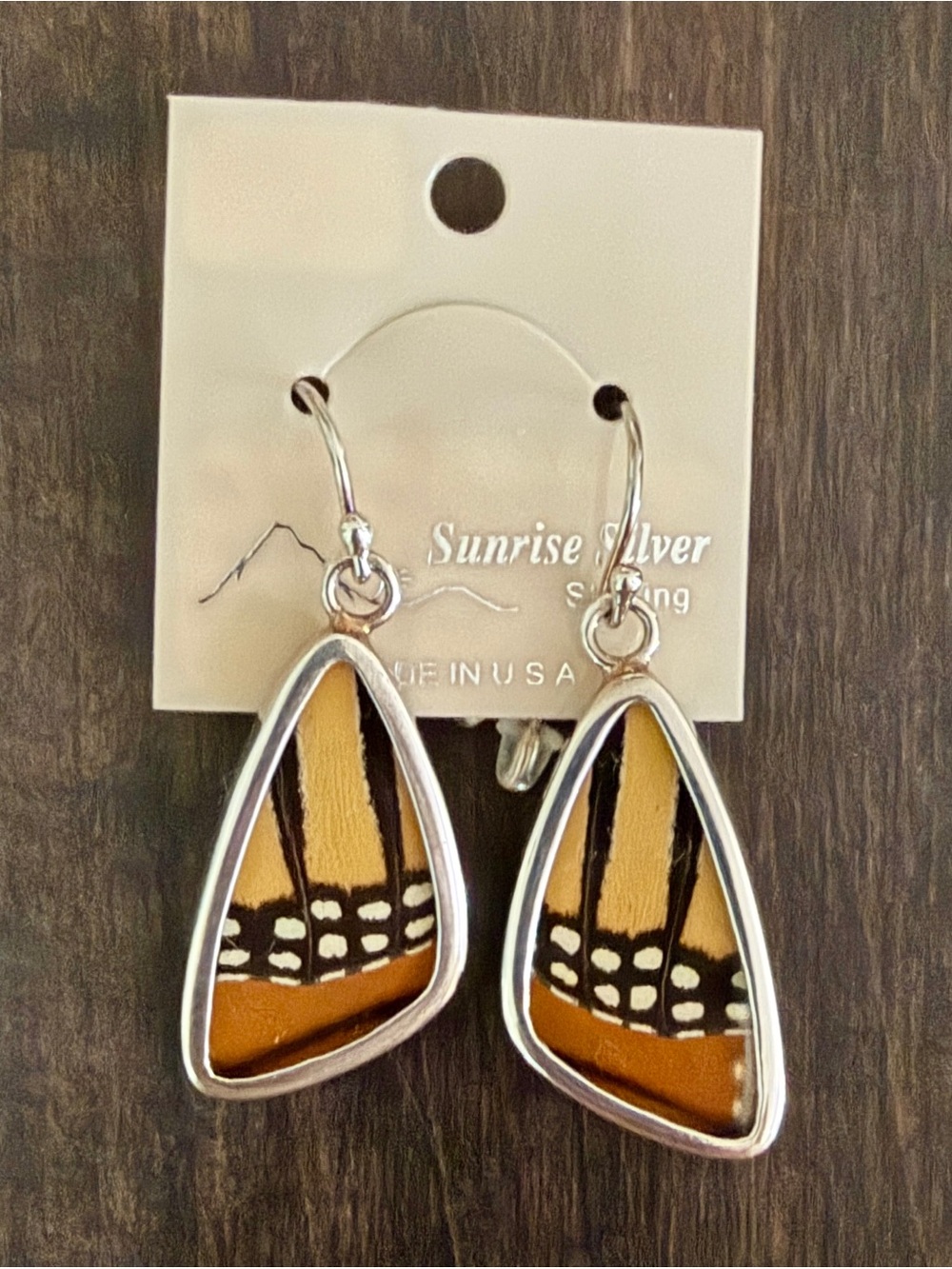 Butterfly Artworks Monarch Butterfly Wing Sterling Silver Dangle Earrings